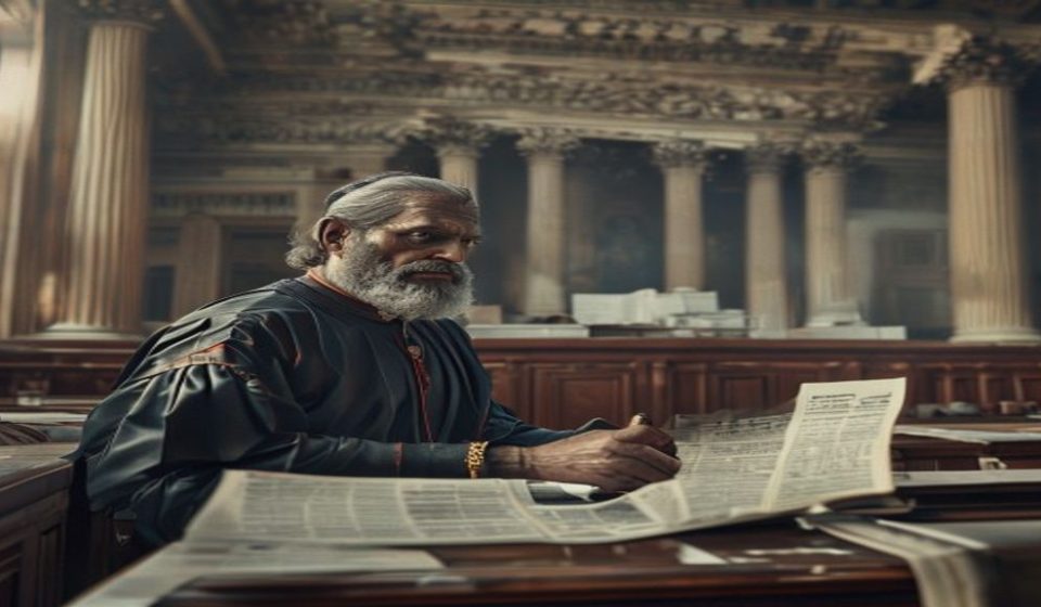 Editorial illustration: Supreme Court Issues Notices Over Ram Mandir Donation Theft