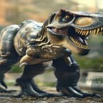 Editorial illustration: T. Rex 'Gus' Fetches $50.1 Million, Sparks Scientific Alarm