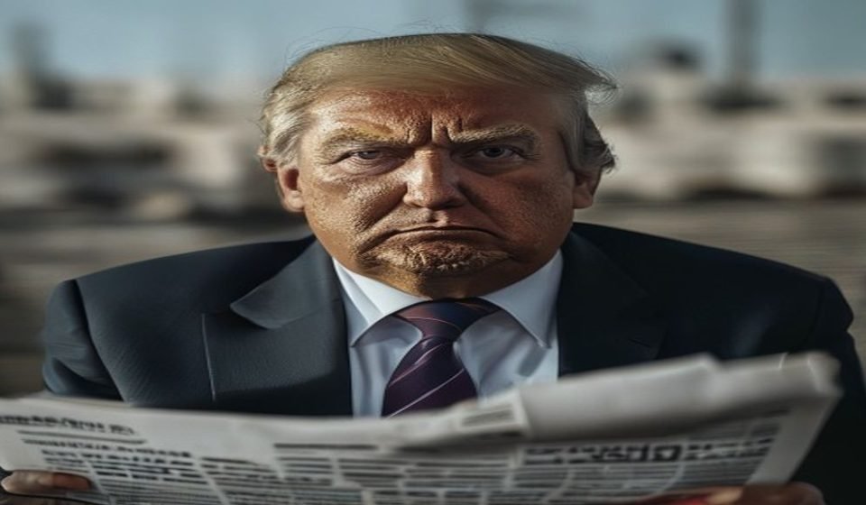 Editorial illustration: Trump Proposes 20% Hormuz Fee, Iran Blockade