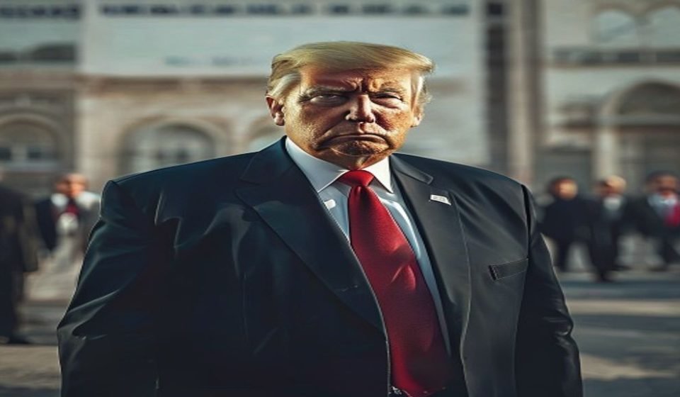 Editorial illustration: Trump Vows 'Massive Retaliation' Against Iran Over Assassination Plot