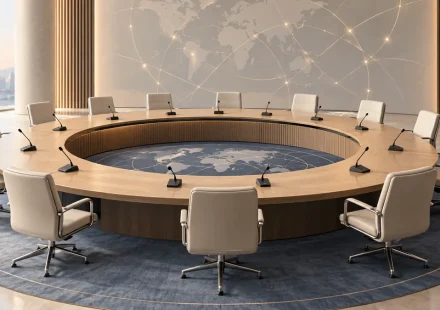 AI-generated representative illustration of diplomacy; not an event photograph.