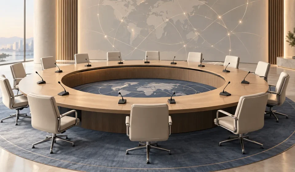AI-generated representative illustration of diplomacy; not an event photograph.