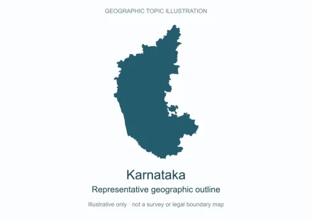 Representative geographic outline of Karnataka; simplified geographic illustration, not an official boundary map.