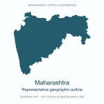Representative geographic outline of Maharashtra; simplified geographic illustration, not an official boundary map.