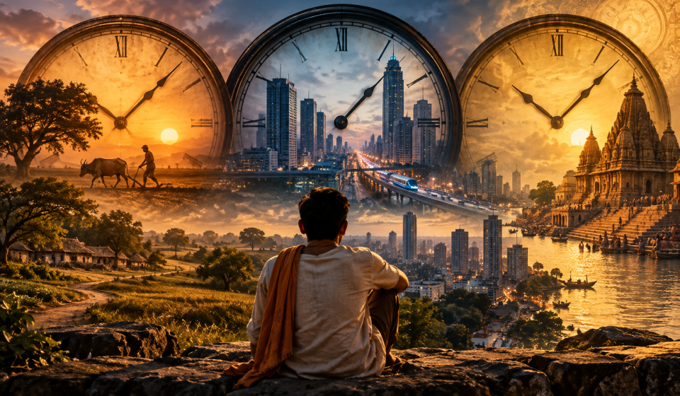 The Three Clocks: A Material Theory of Indian Endurance image - India Through Time_ Three Clocks, One Journey.